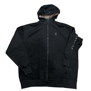 Browning Hoodie Jacket Full Zip Camouflage Size XXL Black